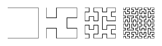 The first for iterations of the Hilbert curve.